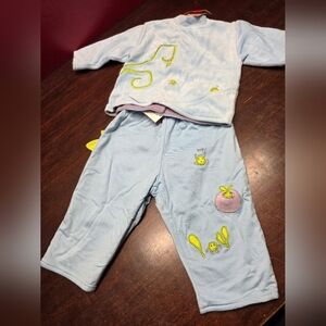 Blue Kids Pajamas with Fun Embroidery